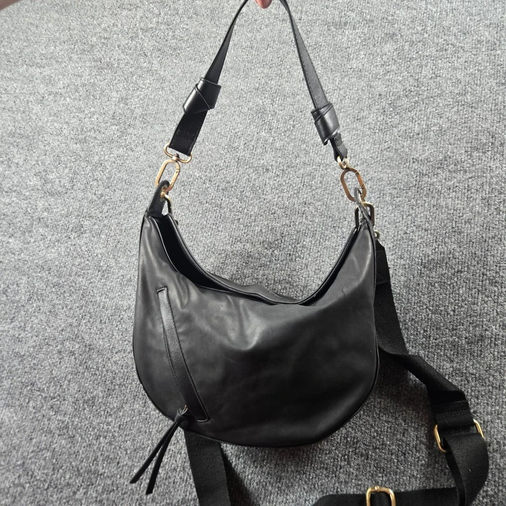 Unbranded Hobo Bag Women Medium Black Excellent Crescent Crossbody (A1)